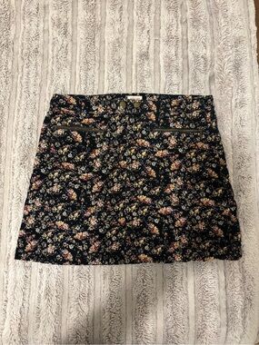 Mossimo Supply Co. Black Floral Mini Skirt with Pink and Cream Flowers